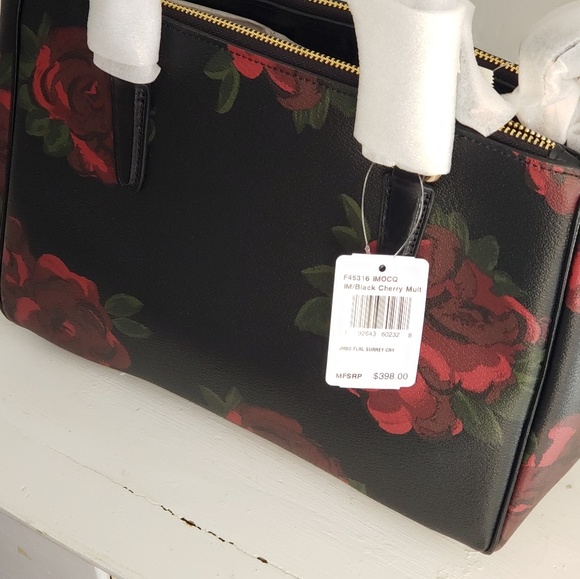 SURREY CARRYALL JUMBO FLORAL PRINT Cherry COACH - Picture 4 of 7